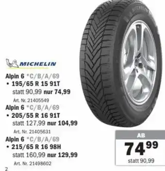 Forstinger Michelin Alpin 6 195/65 R 15 91T Angebot