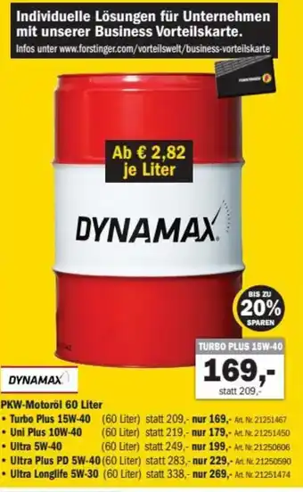 Forstinger Dynamax PKW-Motoröl 60 Liter Turbo Plus 15W-40 Angebot