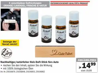 Forstinger Zirp Nachhaltiger/natürlicher Holz-Duft-Stick fürs Auto Angebot