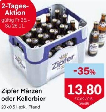 MPreis Zipfer Märzen oder Kellerbier 20 x 0.5l Angebot