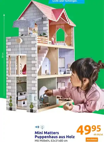 Action Mini Matters Puppenhaus aus Holz 63 x 31 x 80 cm Angebot