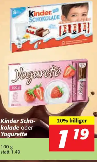 Nah&Frisch Kinder Schokolade oder Yogurette 100 g Angebot
