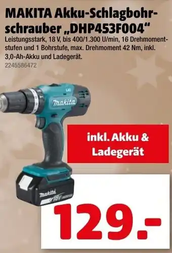 Liebmarkt Makita Akku-Schlagbohrschrauber DHP453F004 Angebot