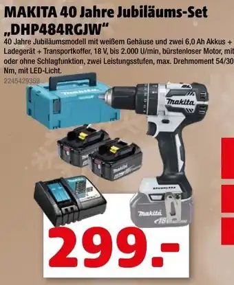 Liebmarkt Makita 40 Jahre Jubiläums-Set DHP484RGJW Angebot