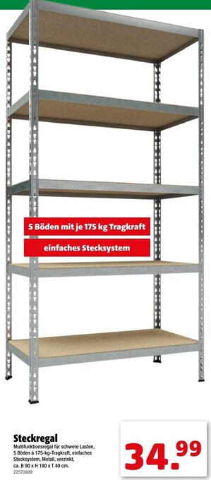 Liebmarkt Steckregal B 90 x H 180 x T 40 cm Angebot