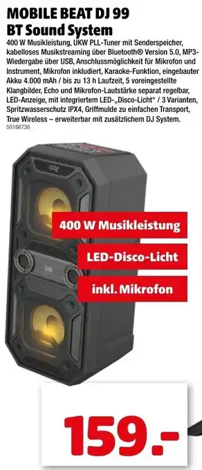 Mobile Beat DJ 99 BT Sound System 400 W