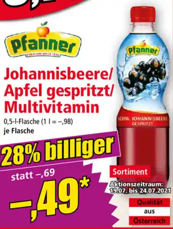Norma Pfanner Johannisbeere/Apfel Gespritzt/Multivitamin Angebot
