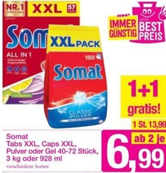 Sutterlüty Somat Tabs XXL, Caps XXL, Pulver oder Gel 40-72 stück, 3 kg oder 928 ml Angebot