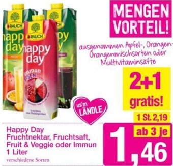 Sutterlüty Happy Day Fruchtnektar, Fruchtsaft, Fruit & Veggie oder Immun 1 Liter Angebot