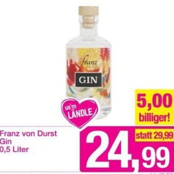 Sutterlüty Franz von Durst Gin 0,5 Liter Angebot