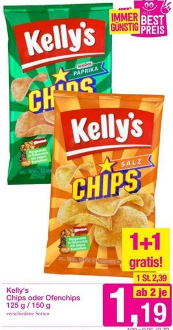Sutterlüty Kelly's Chips oder Ofenchips 125 g/ 150 g Angebot