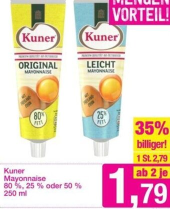 Sutterlüty Kuner Mayonnaise 80%, 25% oder 50% 250 ml Angebot
