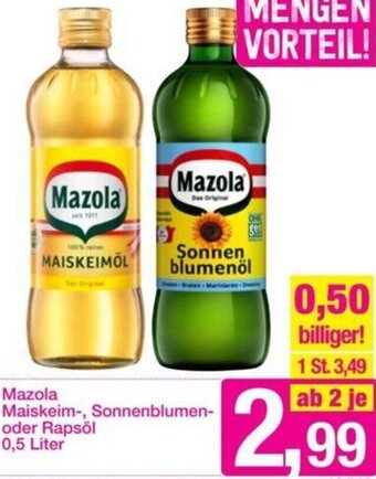 Sutterlüty Mazola Maiskeim-, Sonnenblumen- oder Rapsöl 0,5 Liter Angebot