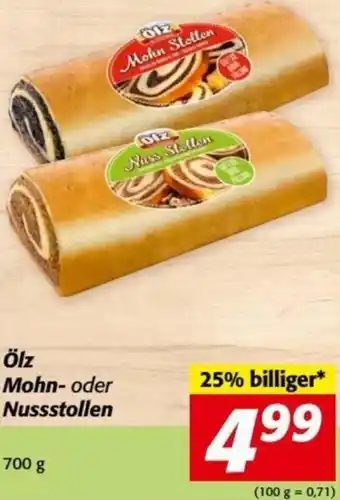 Nah&Frisch Ölz Mohn- oder Nussstollen 400 g Angebot