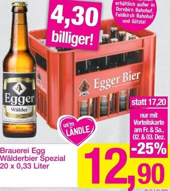 Sutterlüty Brauerei Egg Wälderbier Spezial 20 x 0,33 Liter Angebot