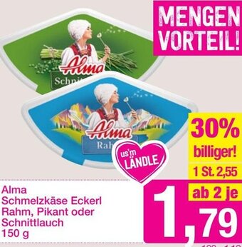 Sutterlüty Alma Schmelzkäse Eckerl Rahm, Pikant oder Schniitlauch 150 g Angebot