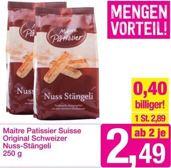 Sutterlüty Maitre Patissier Suisse Original Schweizer Nuss-Stängeli 250 g Angebot