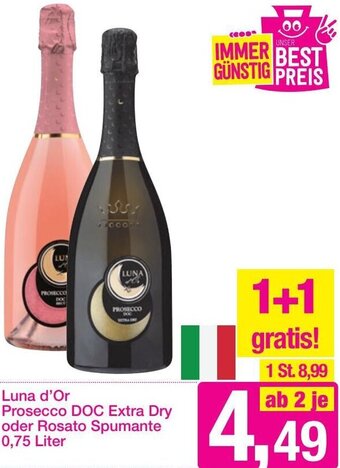 Sutterlüty Luna d'Or Prosecco DOC Extra Dry oder Rosato Spumante 0,75 Liter Angebot