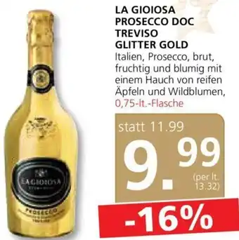Spar La Gioiosa Prosecco DOC Treviso Glitter Gold 0,75 lt Angebot