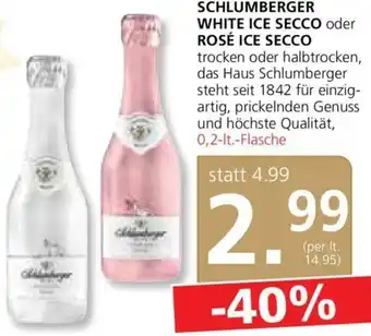 Spar Schlumberger White Ice Secco oder Rosé Ice Secco 0,2 lt Angebot