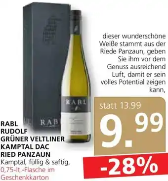 Spar Rabl Rudolf Grüner Veltliner Kamptal DAC Ried Panzaun 0,75 lt Angebot