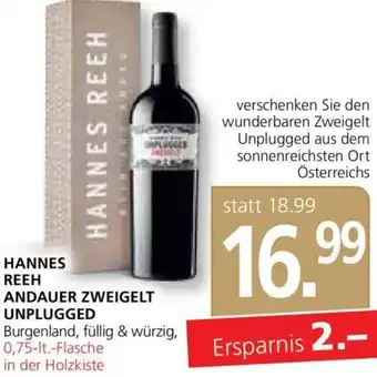 Spar Hannes Reeh Andauer Zweigelt Unplugged 0,75 lt Angebot