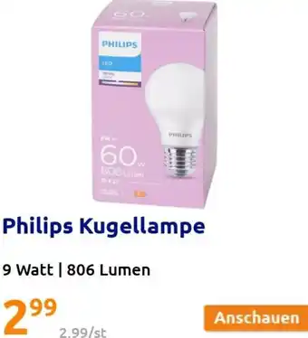 Action Philips Kugellampe 9 Watt Angebot