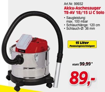 Zgonc Einhell Akku-Aschesauger TE-AV 18/15 Li C Solo Angebot