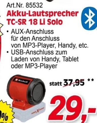 Zgonc Einhell Akku-Lautsprecher TC-SR 18 Li Solo Angebot