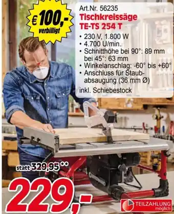 Zgonc Einhell Tischkreissäge TE-TS 254 T Angebot