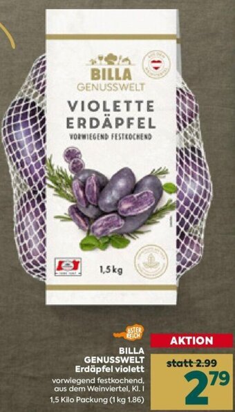 Billa Billa Genusswelt Erdäpfel Violett 1,5 Kilo Angebot