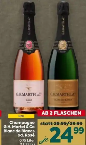 Billa Champagne G.H. Martel & Co Blanc de Blancs od. Rosé 0,75 Liter Angebot