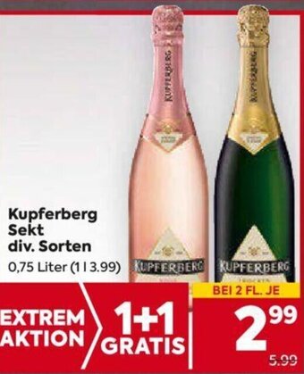Billa Kupferberg Sekt 0,75 Liter Angebot