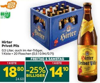 Billa Hirter Privat Pils 0,5 Liter Angebot