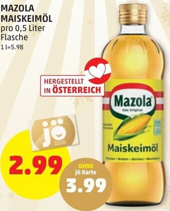 PENNY Mazola Maiskeimöl 0,5 Liter Angebot