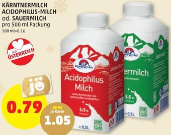 PENNY Kärntnermilch Acidophilus-Milch od. Sauermilch 500 ml Angebot