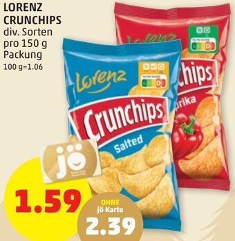 PENNY Lorenz Crunchips 150 g Angebot