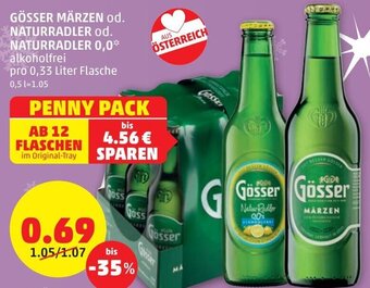 PENNY Gösser Märzen od. Naturradler od,. Naturradler 0,0 0,33 Liter Angebot