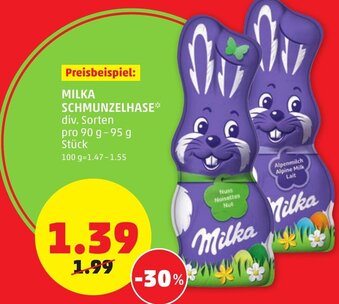 PENNY Milka Schmunzelhase 90g-95g Angebot