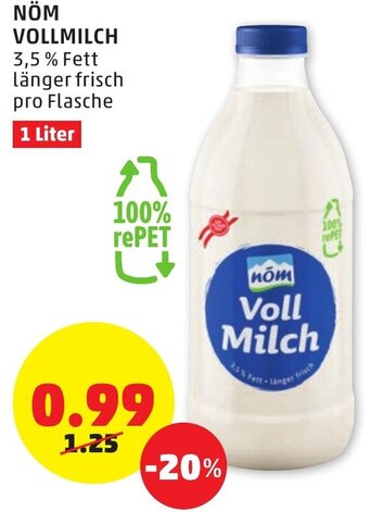 PENNY Nöm Vollmilch 1Liter Angebot
