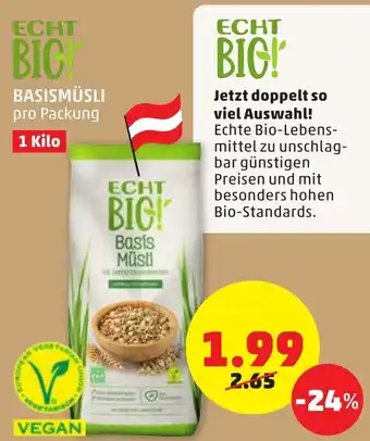 PENNY Echt Bio Basismüsli Kilo Angebot