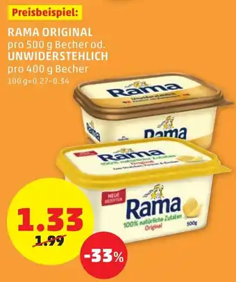 PENNY Rama Original 500g Od.Unwiderstehlich 400g Angebot
