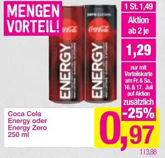 Sutterlüty Coca Cola Energy oder Energy Zero 250 ml Angebot