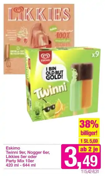 Sutterlüty Eskimo Twinni 9er,Nogger 6er,Likkies 5er oder Party Mix 10er 420ml-644ml Angebot