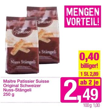 Sutterlüty Maitre Patissier Suisse Original Schweizer Nuss Stängeli 250 g Angebot