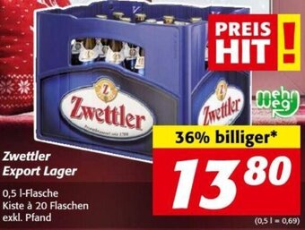 Nah&Frisch Zwettler Export Lager 0,5 L Angebot