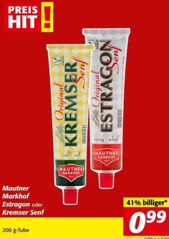 Nah&Frisch Mautner Markhof Estragon oder Kremser Senf 200 g Angebot