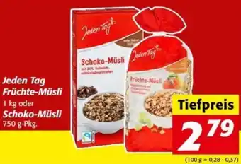 Nah&Frisch Jeden Tag Früchte-Müsli 1 kg oder Schoko-Müsli 750 g Angebot