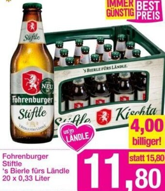 Sutterlüty Fohrenburger Stifle 's Bierle fürs Ländle 20 x 0,33 Liter Angebot