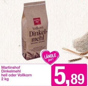 Sutterlüty Martinshof Dinkelmehl hell oder Vollkorn 2 kg Angebot